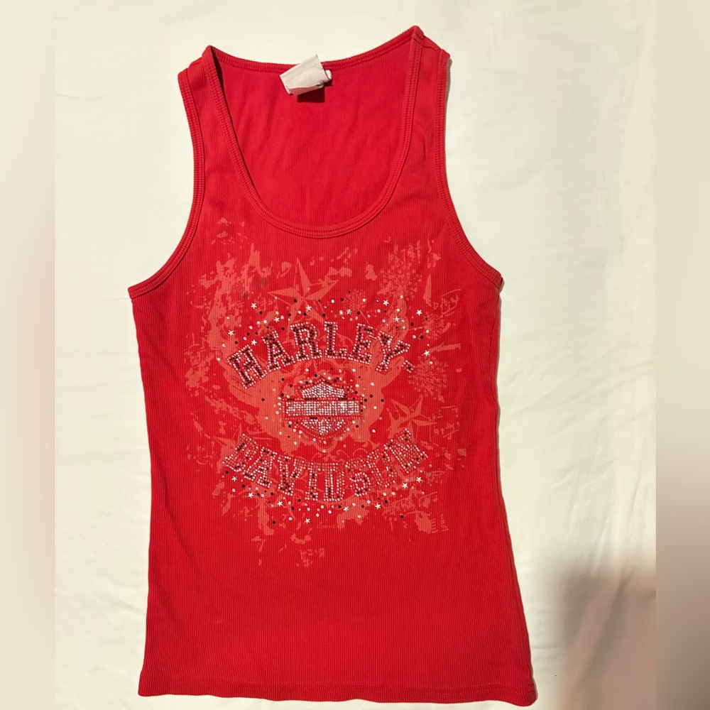 Harley-Davidson Vibrant Red Women's Rhinestone Tank Top